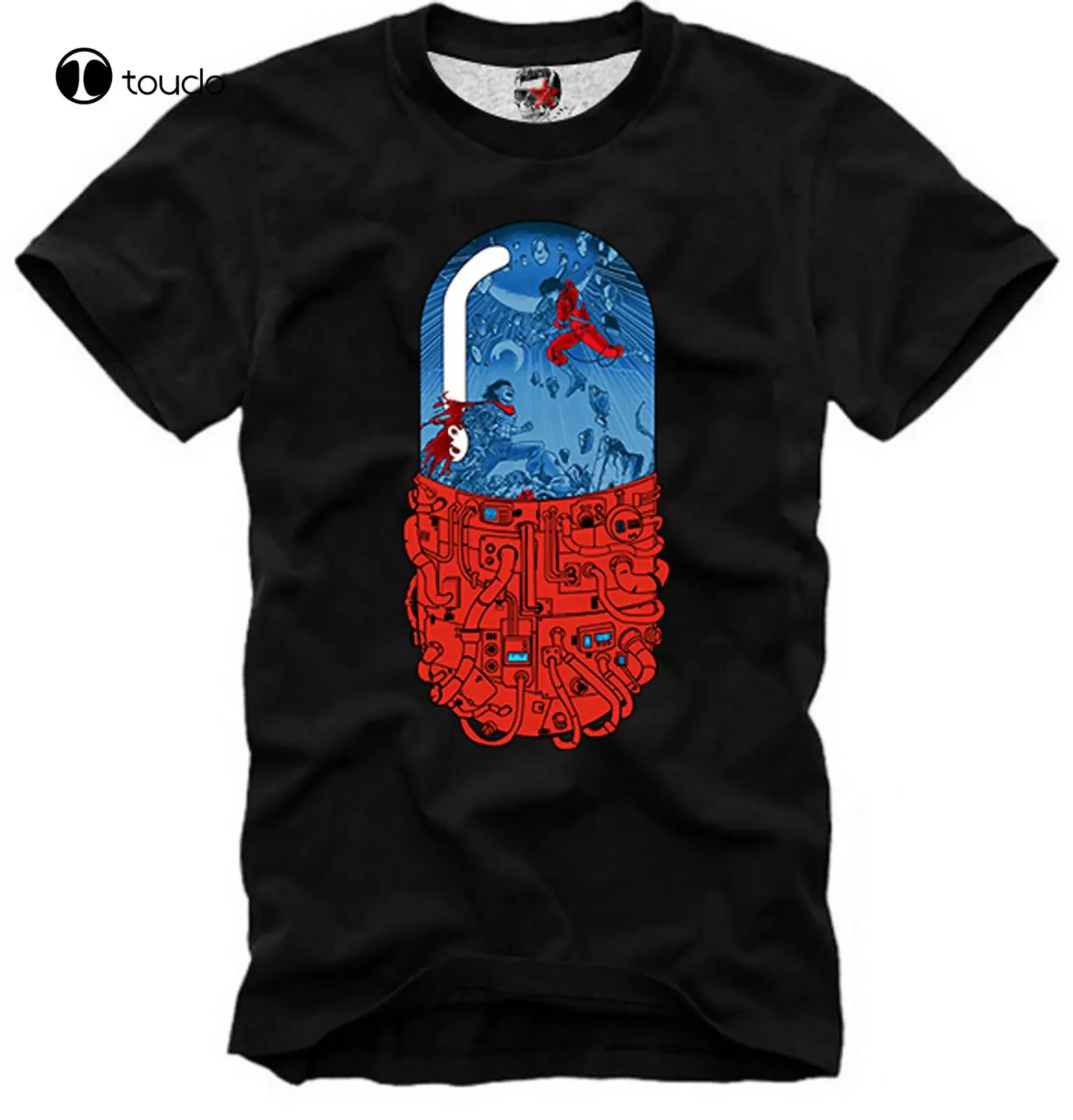 T-Shirt Akira Pill Red Blue Matrix Manga Psychonaut Psychopath Newest Fashion Summer Short Cotton Fashion For Men T Shirts