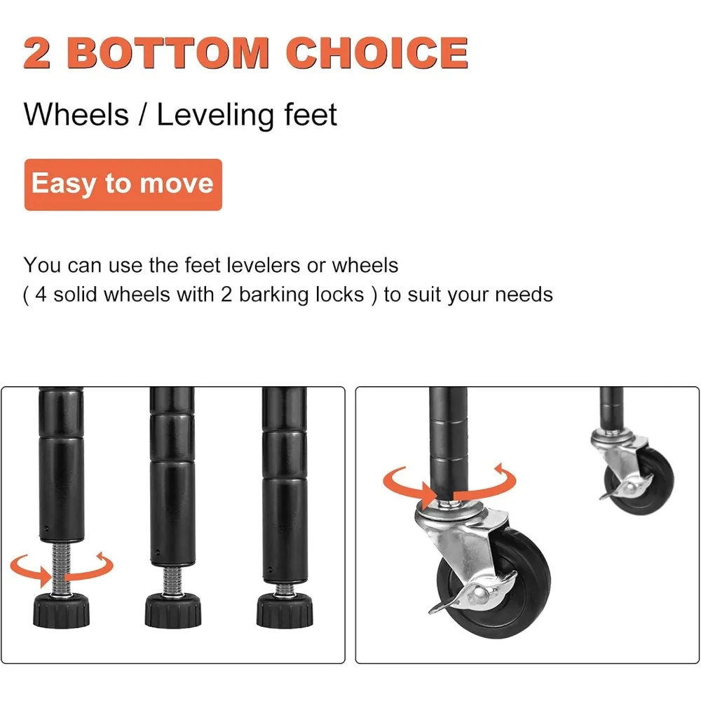 Commercial Heavy Duty 6000 lbs Capacity Storage Shelves - 6 Tier Adjustable NSF Certified Metal Rack System
