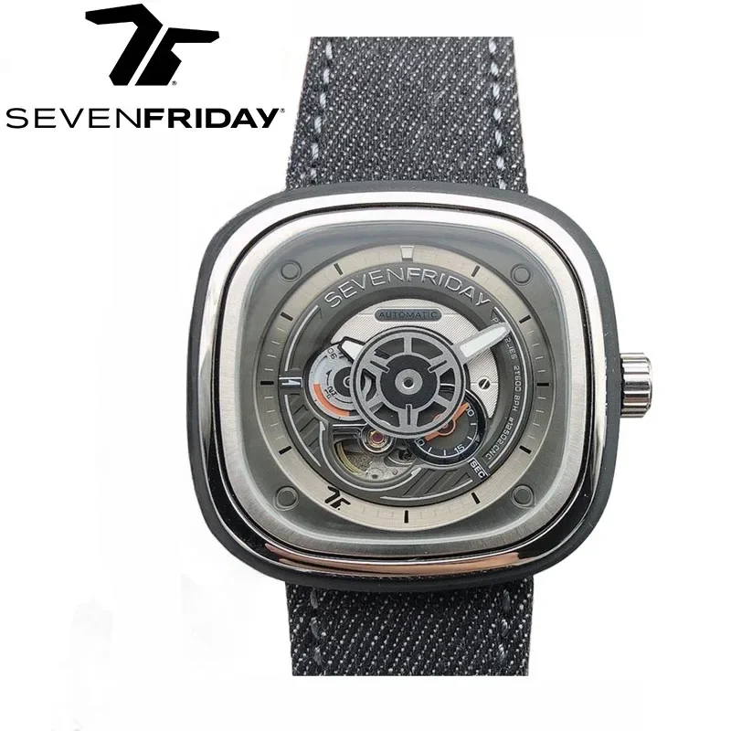 SEVEN FRIDAY watch P1C/02 men fully automatic mechanical watch P series waterproof fashion men watch luxury brand New Year gift