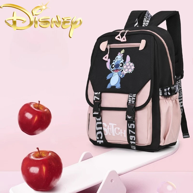 Disney Stitch New Fashion Schoolbag Cartoon Cute Student Schoolbag Large Capacity Student Backpack Travel Fashion High Quality
