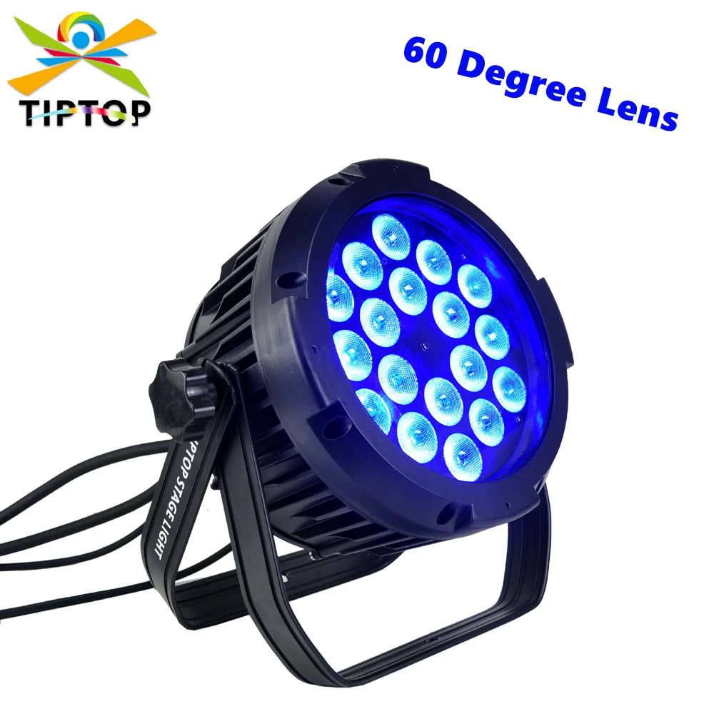 

TIPTOP 18x18W RGBWA UV 6IN1 Waterproof Led Par Light Aluminum Shell 60 Degree Lens Smooth Wall Washer DMX512 Control