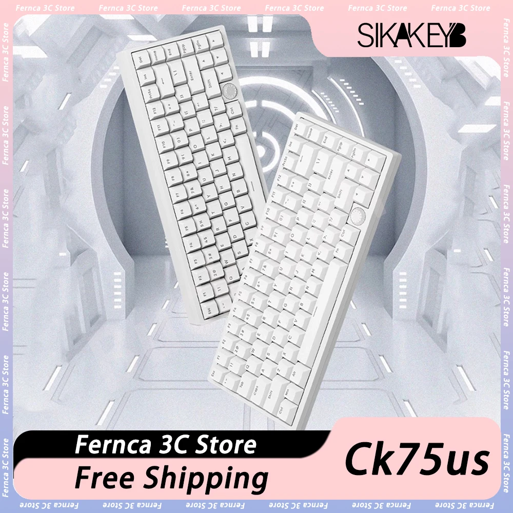 

Sikakeyb Ck75us Mechanical Keyboard Magnetic Jade Switch Wired Custom Rgb Pbt E-Sports Wired Game Keyboard For Win Computer Gift