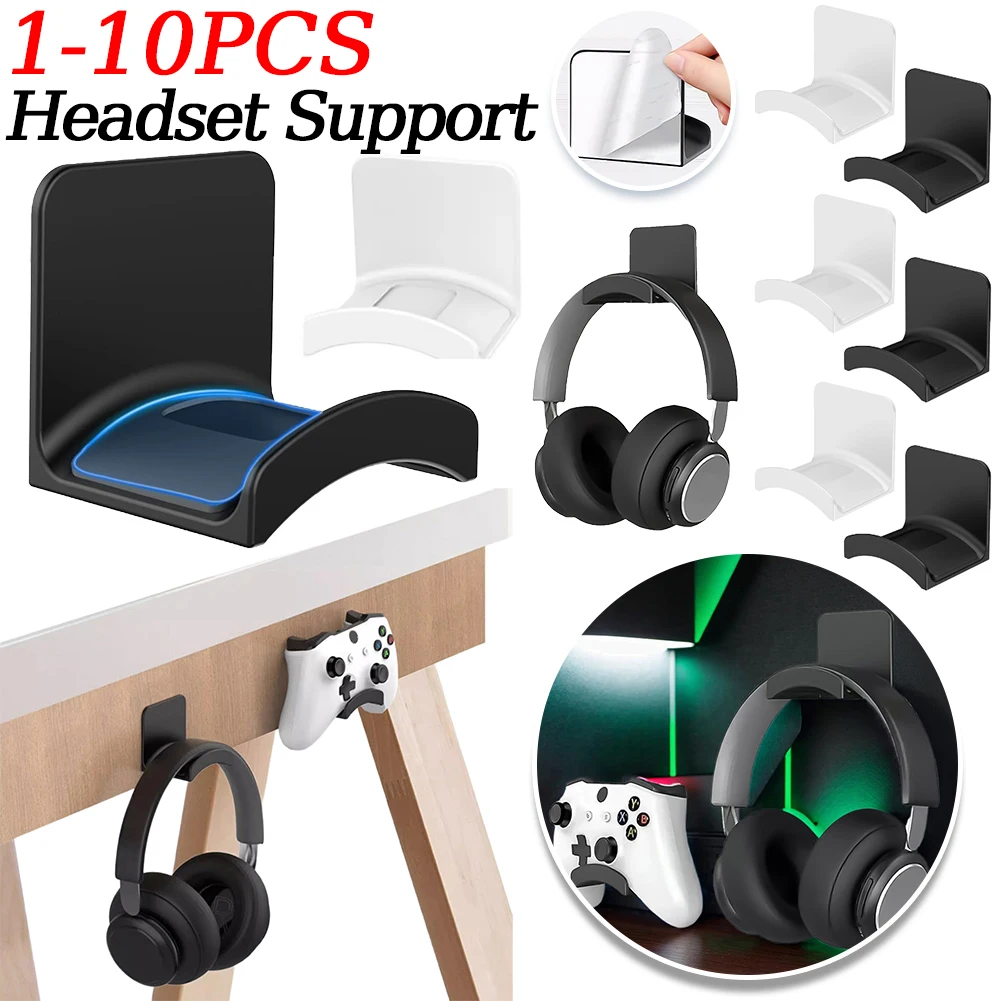 Universal Headphone Stand Adhesive Headset Hanger Wall Mount Holder for Easy Damage-Free Wall Desk Or PC Mounting