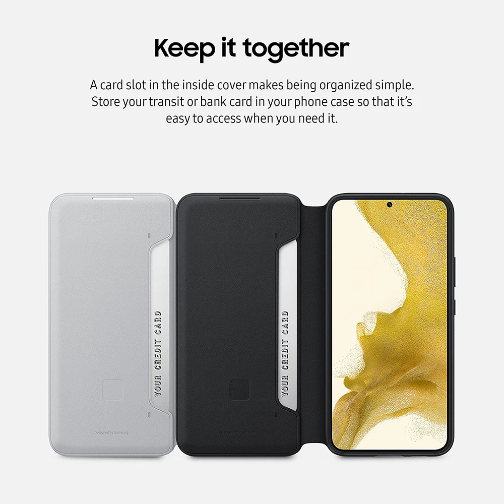 Original Samsung Galaxy Smart LED View Cover for Galaxy S22 EF-NS901 S22+ S22 Plus EF-NS906 LED Display Card Holder Phone Case