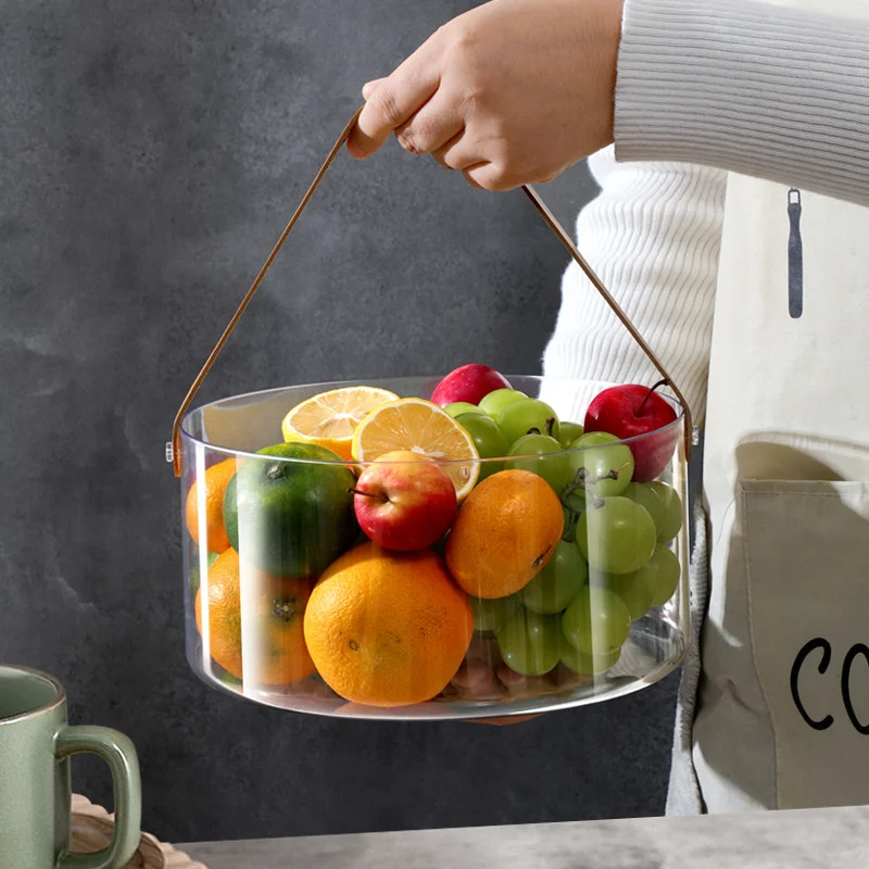 

Versatile Transparent Desktop Storage Bucket: Multi-use Basket for Fruits, Ice, Pets, & More - Portable & Creative Organizer