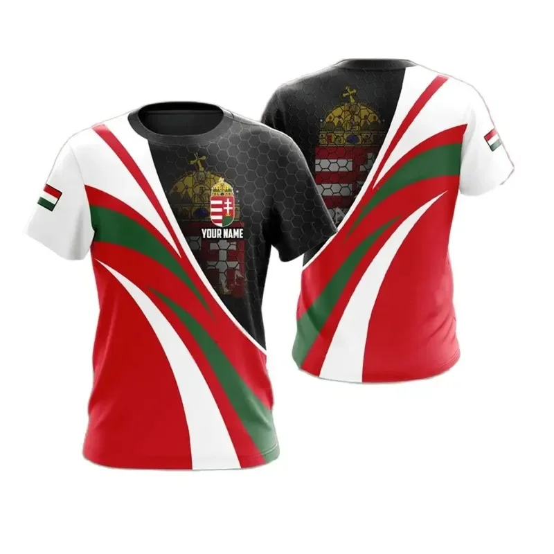 Fashion New Hungarian Flag Graphic 3D Print T-shirt Hungarian Emblem Men's Sports Tops  National Day Gifts Personalized Tee