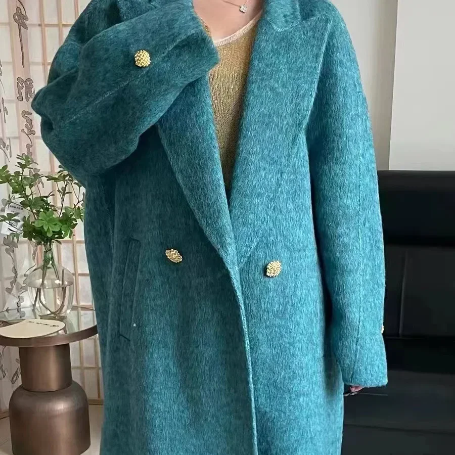 

Double-sided wool coat for women's 2024 spring new high-end temperament blended double-sided tweed coat for women