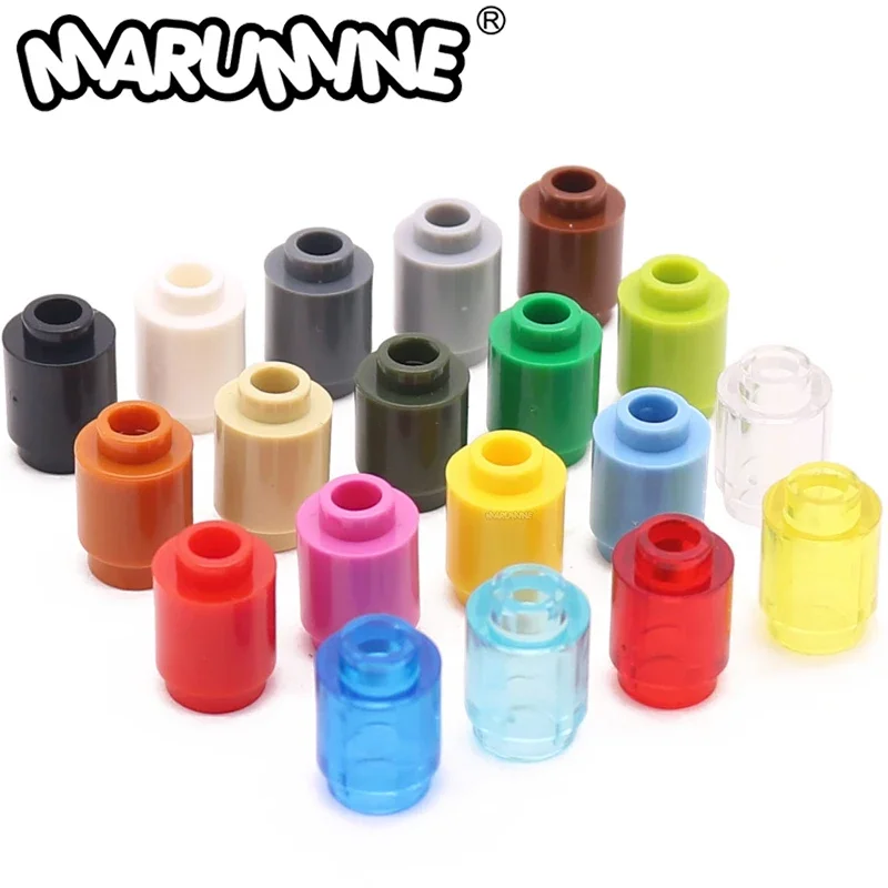 MARUMINE 300PCS 1x1 Round Cylinder Bricks Technology Changeover Catch Compatible with 3062 30068 Assemble Particles Build Blocks