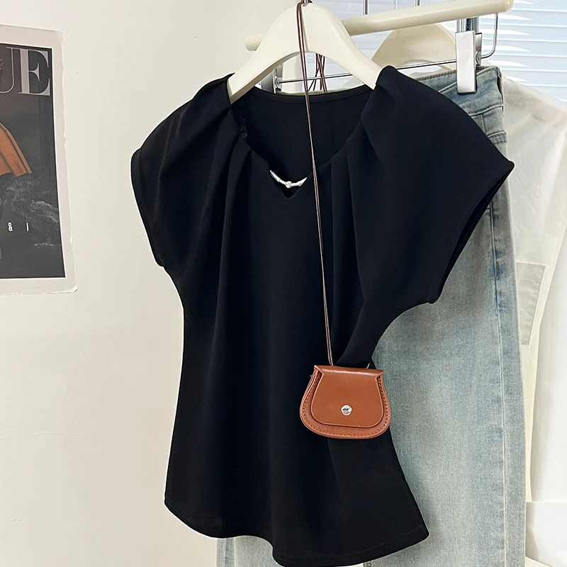 

Women's T-shirt Casual Loose Short Sleeve V-neck T Shirt Summer New Korean Fashion Solid Color Versatile Tops