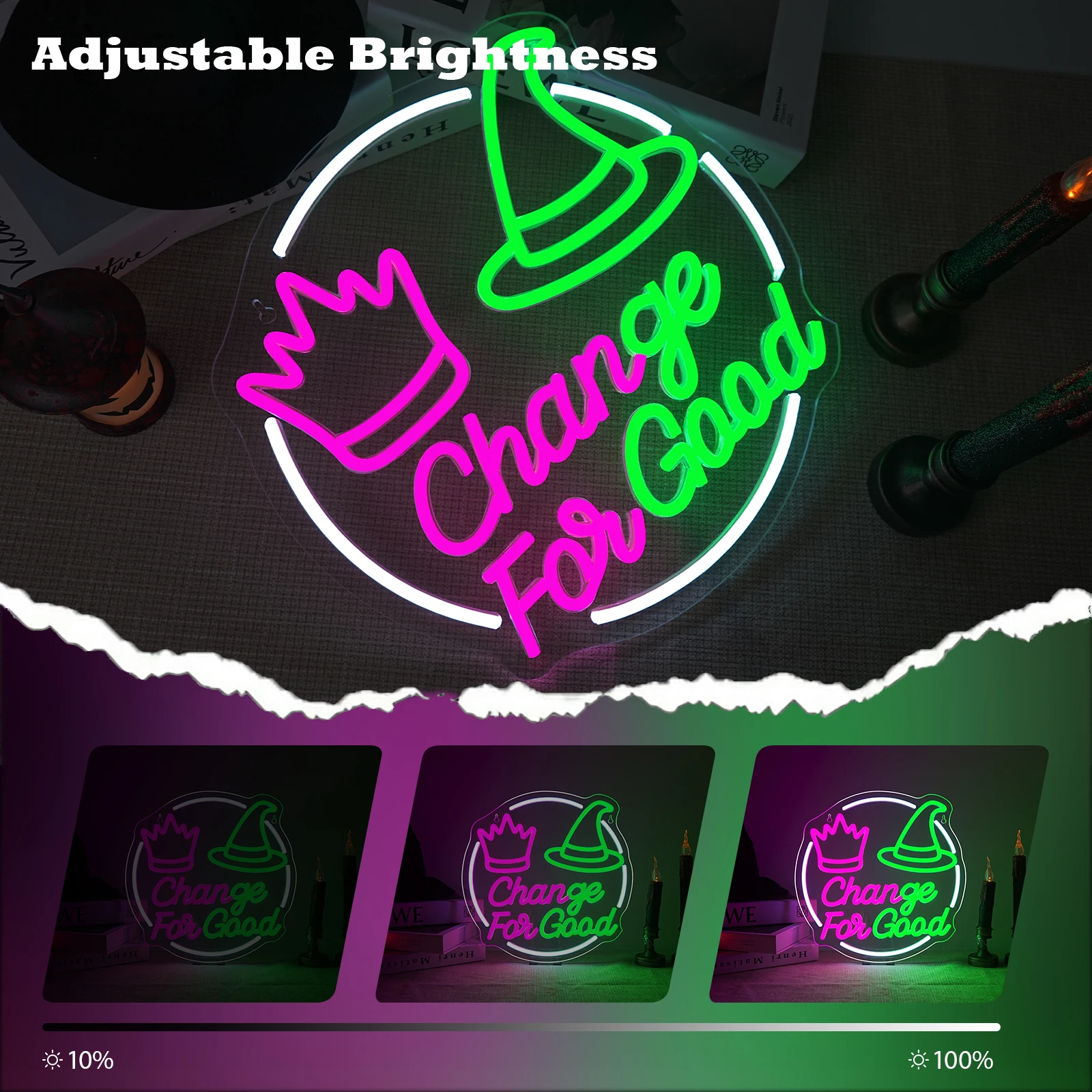 

Change For Good Neon Sign Dimmable Light Up Sign Wall Decor For Halloween Party Man Cave Home Office Badroom