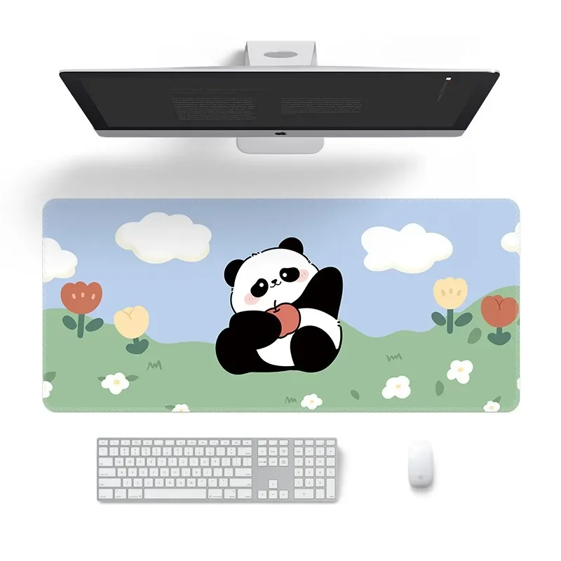 Panda Pattern Mouse Pad Cartoon Kawaii Desk Pad for Girls Table Decor Home Office Computer Keyboard Deskpad Gaming Accessories