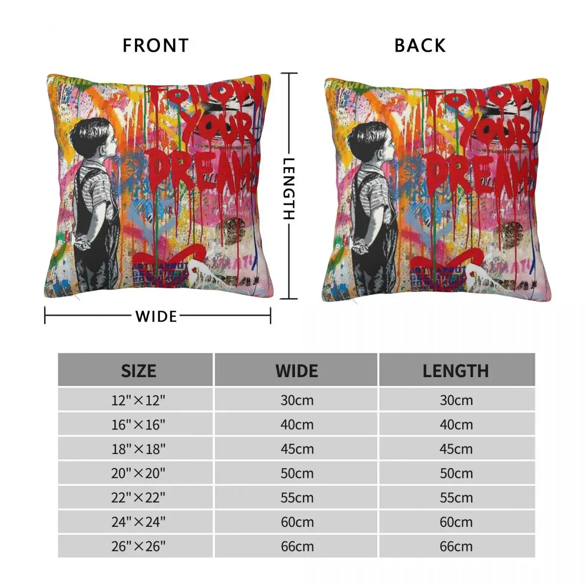 Mr. Brainwash Dream Big Dreams Square Pillowcase Polyester Linen Velvet Pattern Zip Decorative Pillow Case Car Cushion Cover