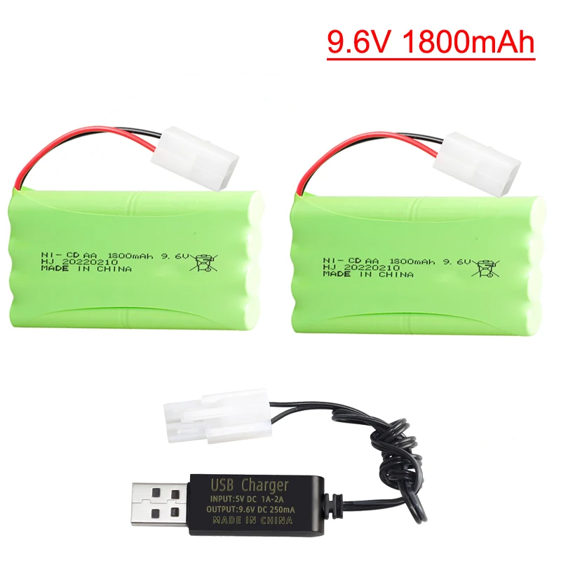 9.6 V 1800mAh AA ricaricabile Ni-CD AA pacco batteria KET-2P connettore per auto RC barca telecomando giocattolo 9.6 V batteria NICD