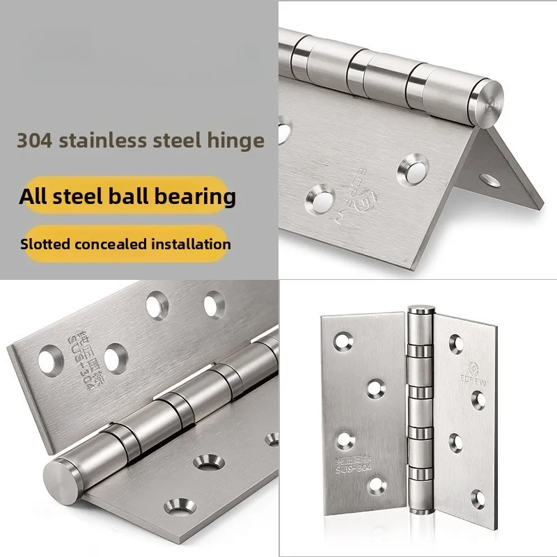 304 hinge stainless steel 4-inch flat open silent bearing hinge outdoor rust-proof and corrosion-resistant large hinge