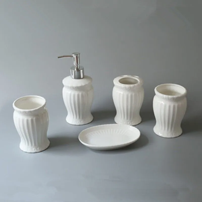 Bathroom European Style Minimalist Ceramic Wash 4/5/6-Piece Set Home Bathroom Wash Supplies Wedding Wash Accessories Set ZG820