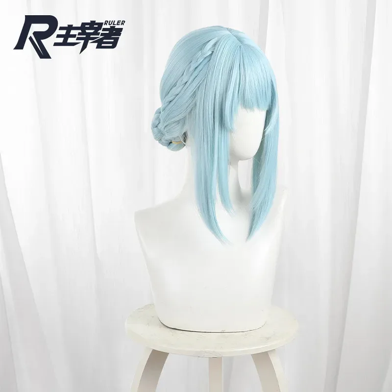

CyGenshin Impact Ineffa Cosplay Wig Peppermint Blue Synthetic Hair Halloween Carnival Party Accessories For Women Girls