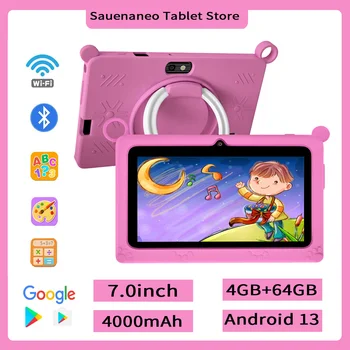 Nouvelle version mini tablette pour enfants de 7 pouces avec 4 Go de RAM, 64 Go de ROM, dessin et apprentissage, Android 13.0, tablette PC 4000 mAh