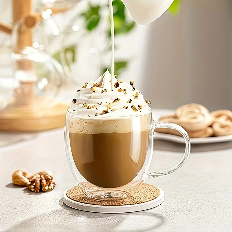 250ml Premium Double-Walled Borosilicate Glass Coffee Mug with Handle Heat Insulation High Temperature Juice Milk Coffee Cup
