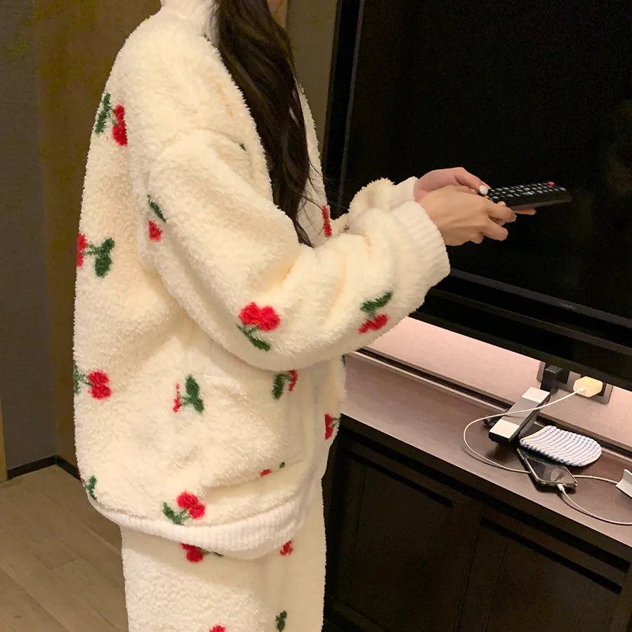 Women's Homewear Flannel New Winter Sleepwear For Sleeping Long Sleeve Pyjamas Set For Women Thick Warm Pajamas Nighty Set 4