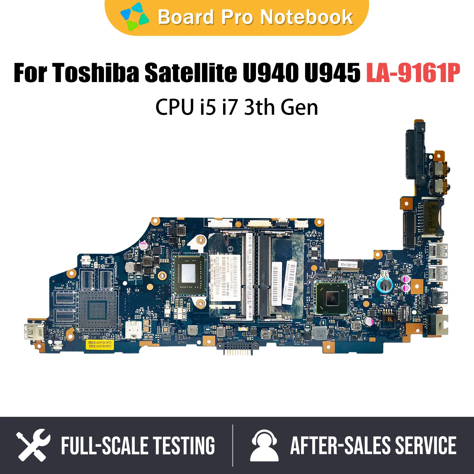 

VCUAA LA-9161P K000141040 K000136100 Mainboard For Toshiba Satellite U940 U945 laptop Motherboard With CPU i5 3th Gen DDR3