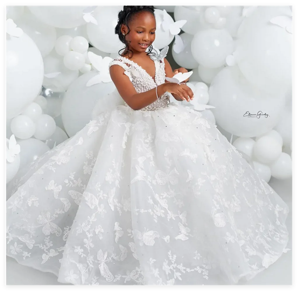 

Flower Girl Dresses Tulle Puffy Flowers Short Sleeve For Wedding Birthday Party Banquet Holy Communion Gowns