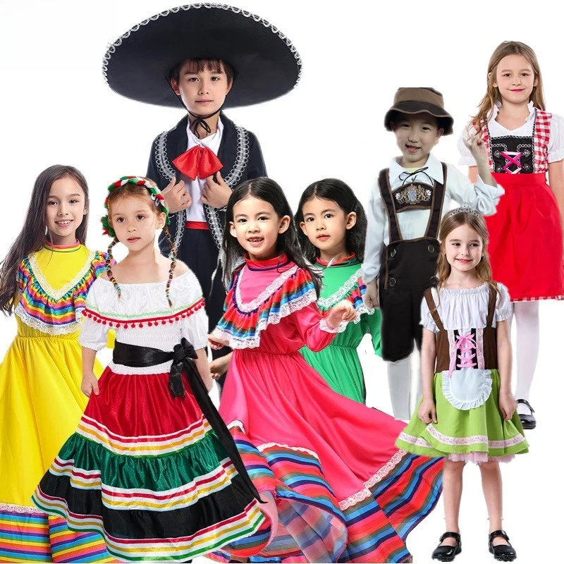 i National Sle Stage Robe Traditional Performance Costume Adult Children's loween Ethnic Faion Polyester Fiber