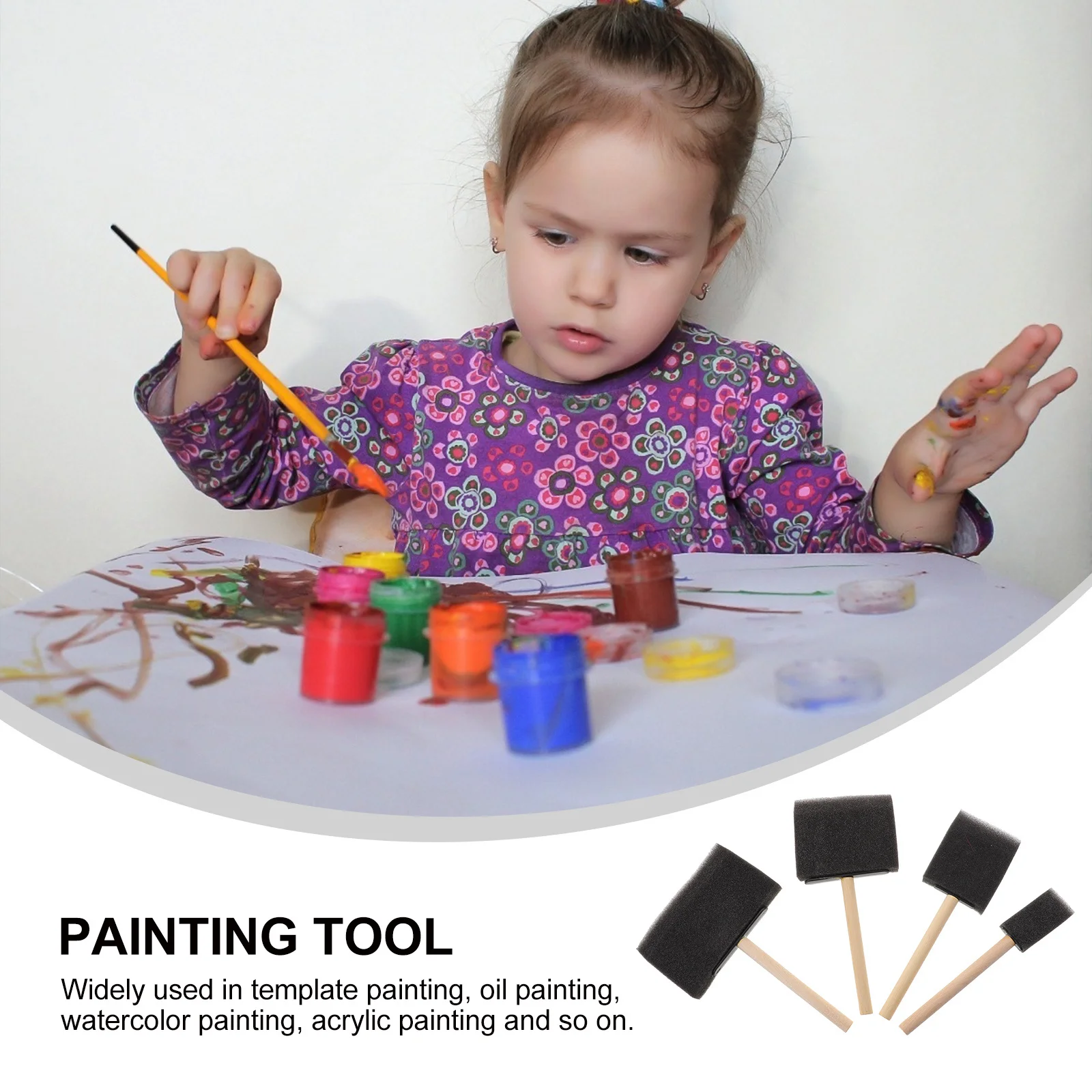 26 pennelli in spugna per bambini, impugnatura comoda per la pittura, acquerello, acrilico, olio, materiali artistici, spugne per pittura