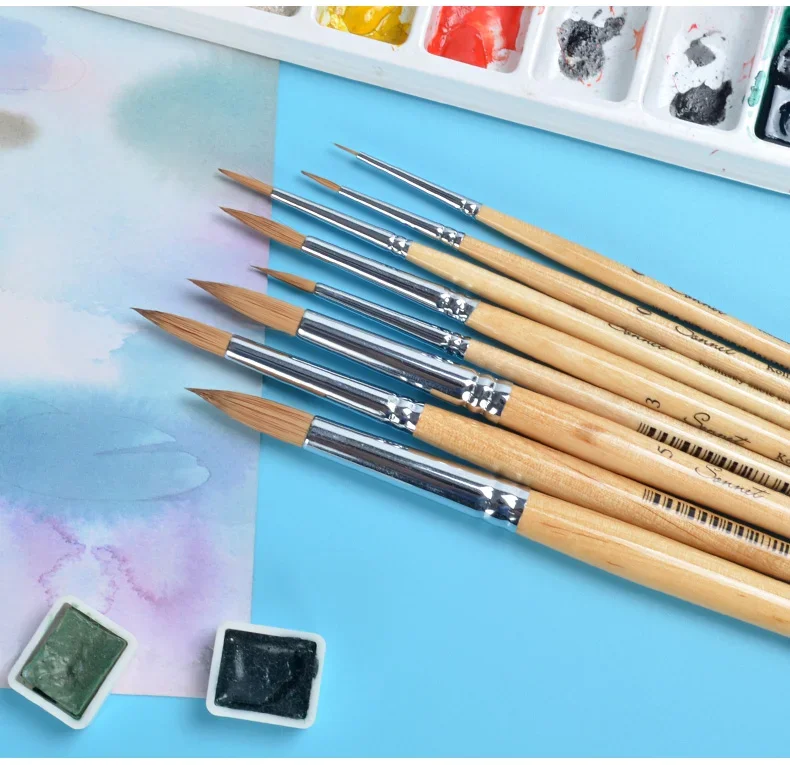 1Pcs Russische Weiße Nächte Sonnet Nerz Mix Haar Malerei Pinsel Haken Linie Stift für Wasser Farbe Malerei Zeichnung Schule kunst Liefert – Detail 11