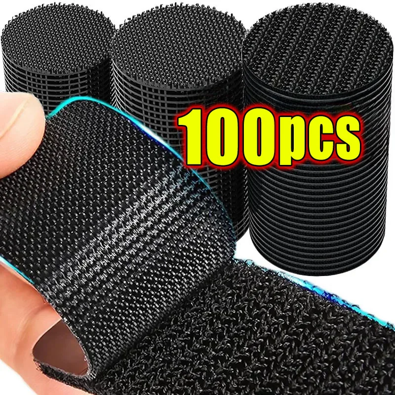 Strong Carpet Fixing Stickers Self-adhesive Touch Fastener Grip Tape Black Pad Double Faced Mat Fixed Patch Home Floor Anti Skid