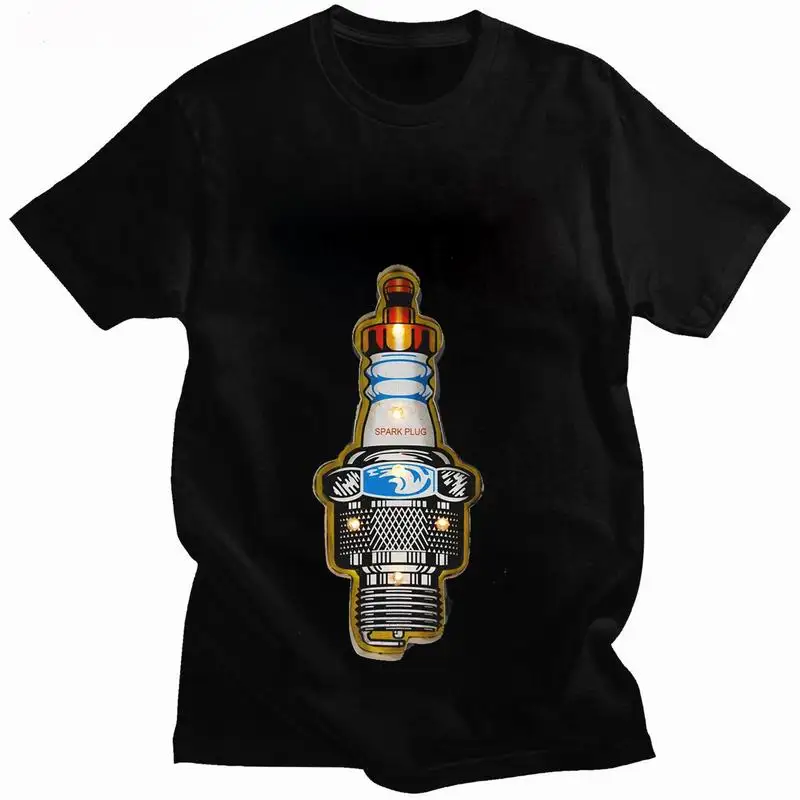 

Sparking Plug T Shirt Men Summer New Arrival O-neck Industrial Style DIY T-shirts Tops Men Clothing