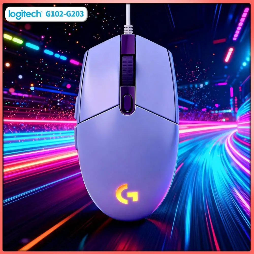 Logitech G203 Wired Mouse for Gaming 200-8000 DPI LIGHTSYNC RGB 6 Buttons 1ms Response 2.1m Cable 85g Reliable Build