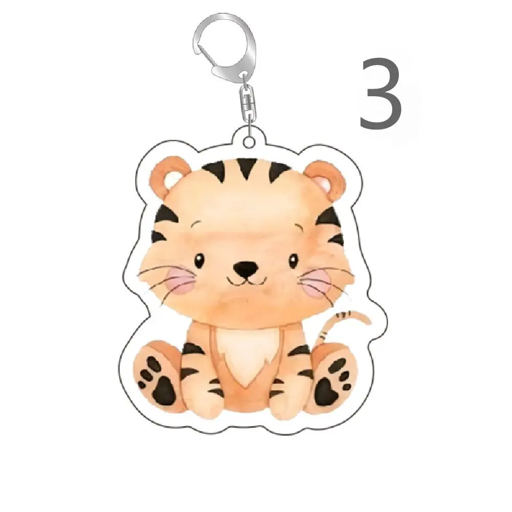Jungle Animal Safari Theme keychains lion Giraffe Elephant Keychain Decor Birthday Party Gift keyring Bag Ornament Charm Pendent