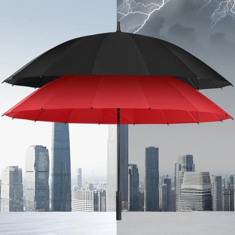 

Long Handle Umbrella Windproof Rainproof Umbrella Double Layer Reinforced Household Rain Umbrellas Family Essential Rain Gear