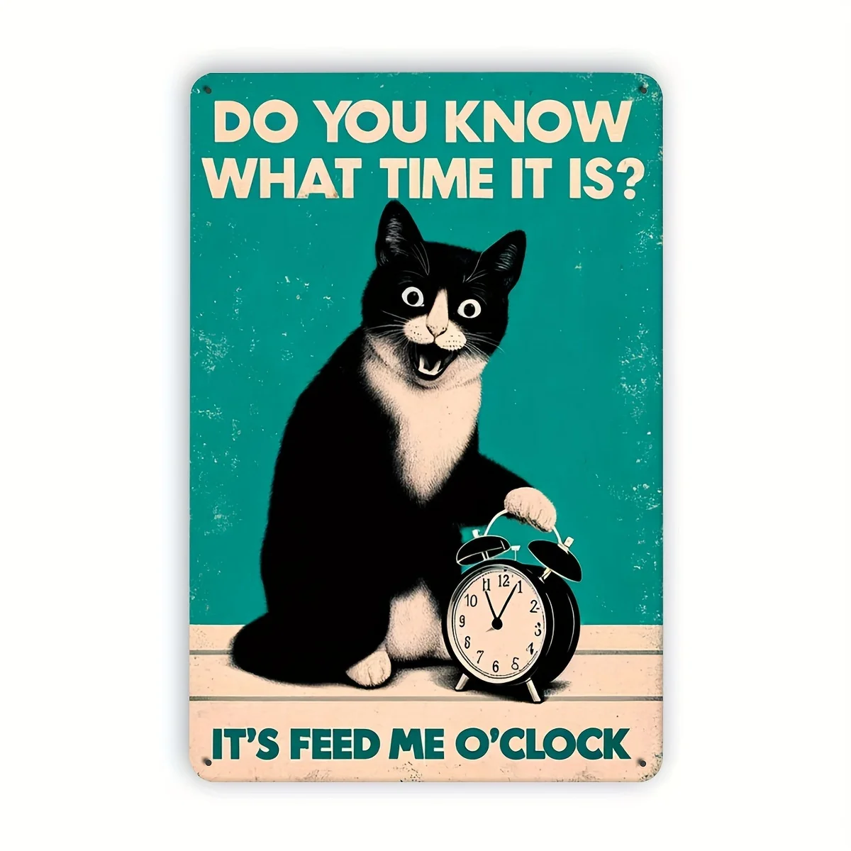 Vintage Whimsy Cat Metal Tin Sign - 8x12 Inch Classic Humorous Wall Decor for Home, Kitchen, Garage,