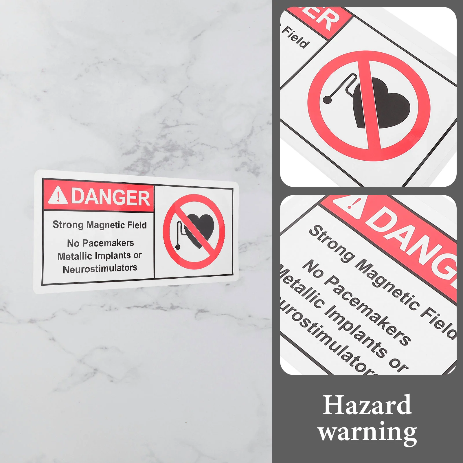 3 PCS Signs Warning Stickers Magnetic Field Applique The No Pacemaker Decal Self Adhesive Safety