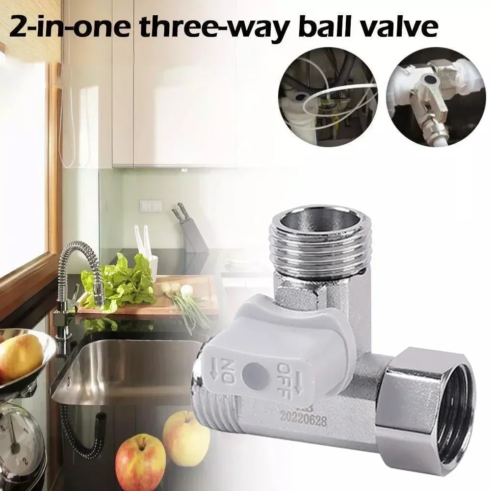 Zinc Alloy Tee Stop Valve Angle T Adapter For Bidet Handheld Sprayer Toilet Tank For Water Purifier Accessories