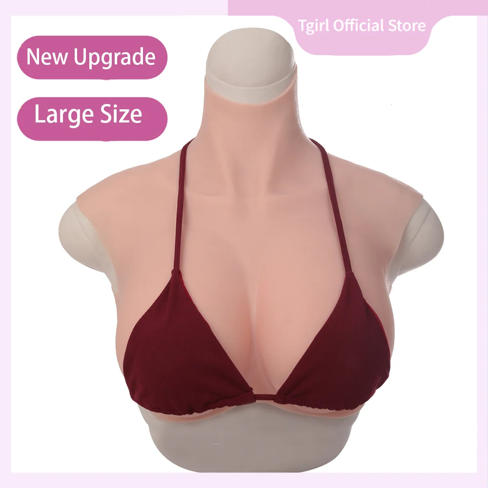 Tgirl Big Breast Forms Upagrade Plus Size H-R-S Cup Silicone Fake Tits Chest False Boobs for Male To Female Cosplay Crossdresser