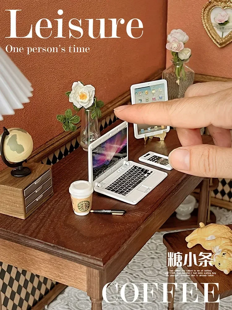 Miniature Doll House Furniture Mini Scientist Workbench Desk Studio Scene School Things  Bookshelf Doll House Accessories