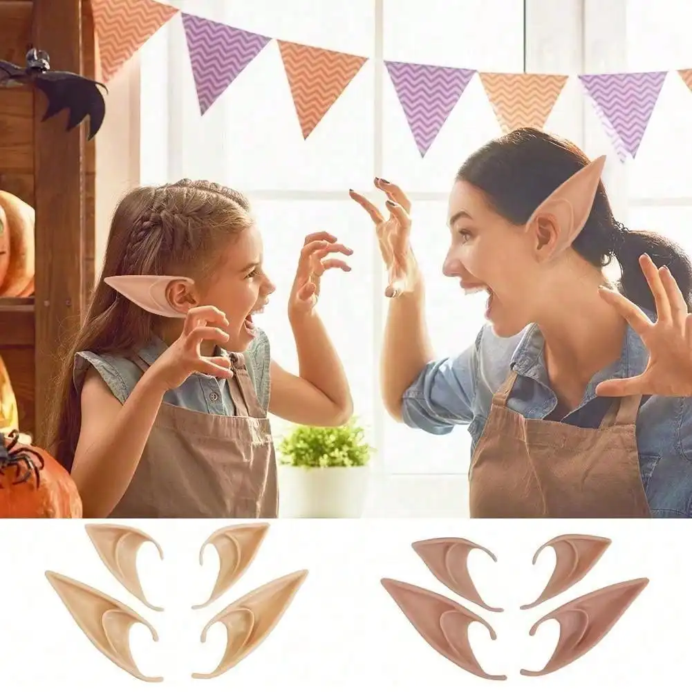 Halloween Elf Ears Masquerade Cosplay Latex Fairy Angel Party Costumes Halloween Party Decoration Supplies Photo Props Kids Gift