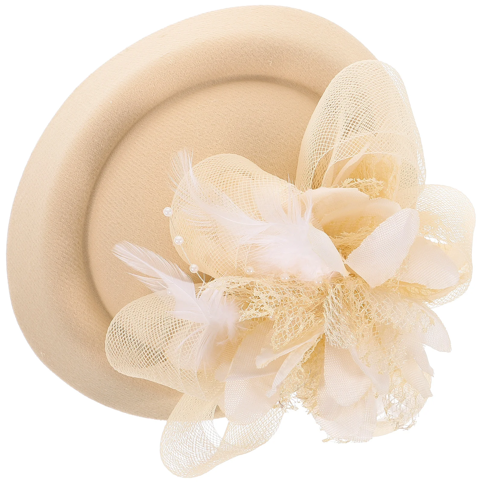 

1pcs Mesh Headdress Bridal Accessories Wedding Fascinator Headwear Hair Clip Tea Party Banquet Bride Hat Pearl Plume Design