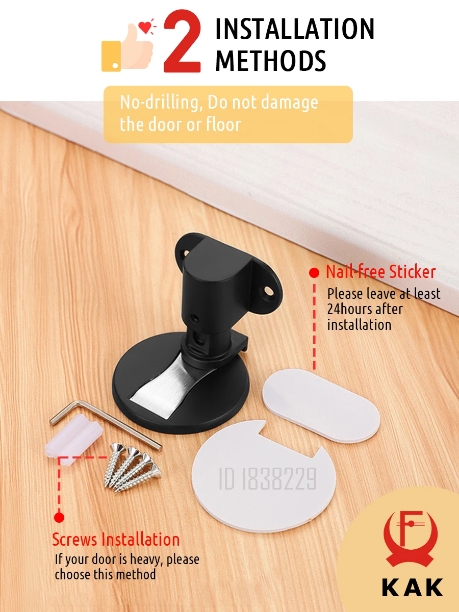 KAK 2 قطعة قابل للتعديل توقف الباب لكمة خالية المغناطيسي المضادة للتصادم الباب سدادة غير مرئية الطابق الباب وقف جدار حماية الأجهزة #4