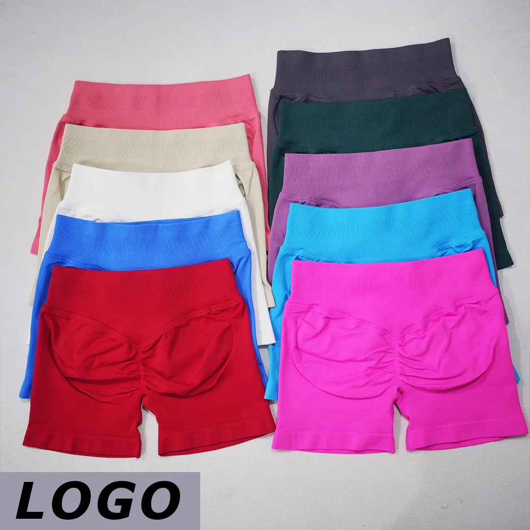 DF Women High Waist Yoga Shorts Scrunch Butt Lift Squat Proof Push Up Workout Shorts Gym Running Fitness Athletic Shorts
