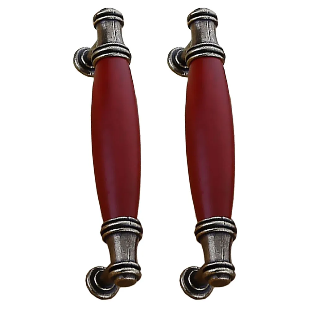 

2pcs Redwood Handles Zinc Alloy Wardrobe Chinese Retro Cabinet Drawer Pull Hardware Durability Safe Ideal Decor