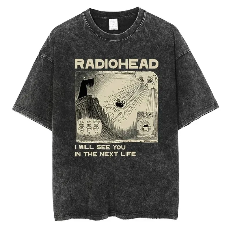 Radiohead T Shirt Classic Retro Rock Band Graphic Tshirt Oversized Quality Cotton Men Women Hip Hop Streetwear Short Sleeve Tees