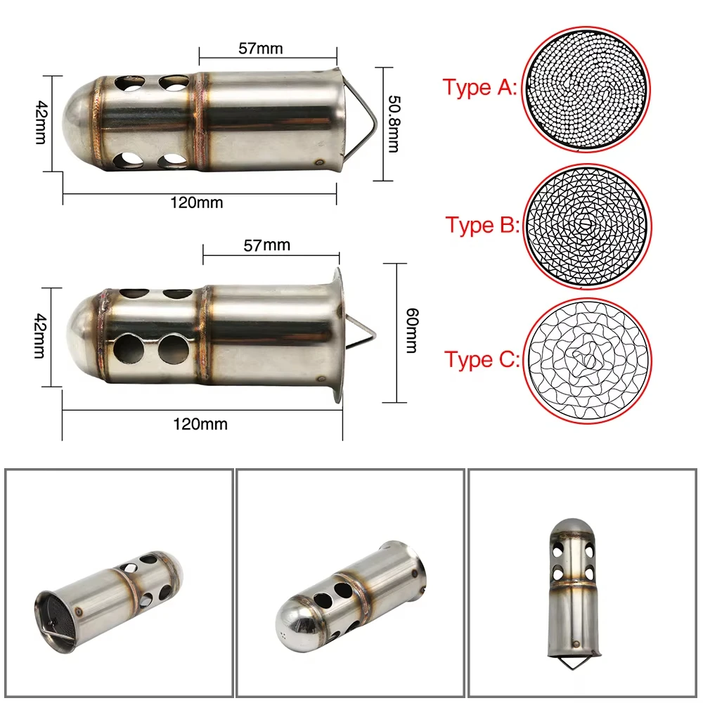 

Durable Factory Price Universal 50.8mm 60mm Motorbike Front Catalyst DB Killer Removable for Motorcycle Exhaust Muffler