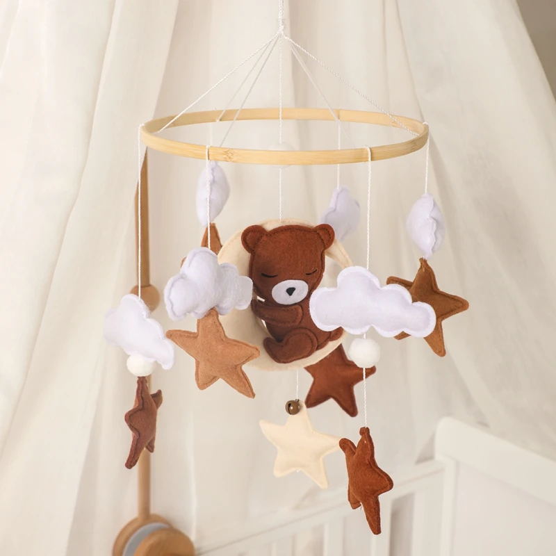 Baby Mobile for Crib Boy 0-12 Months Wooden Mobile On The Bed Newborn Music Box Bed Bell Hanging Toys Holder Bracket Infant Crib