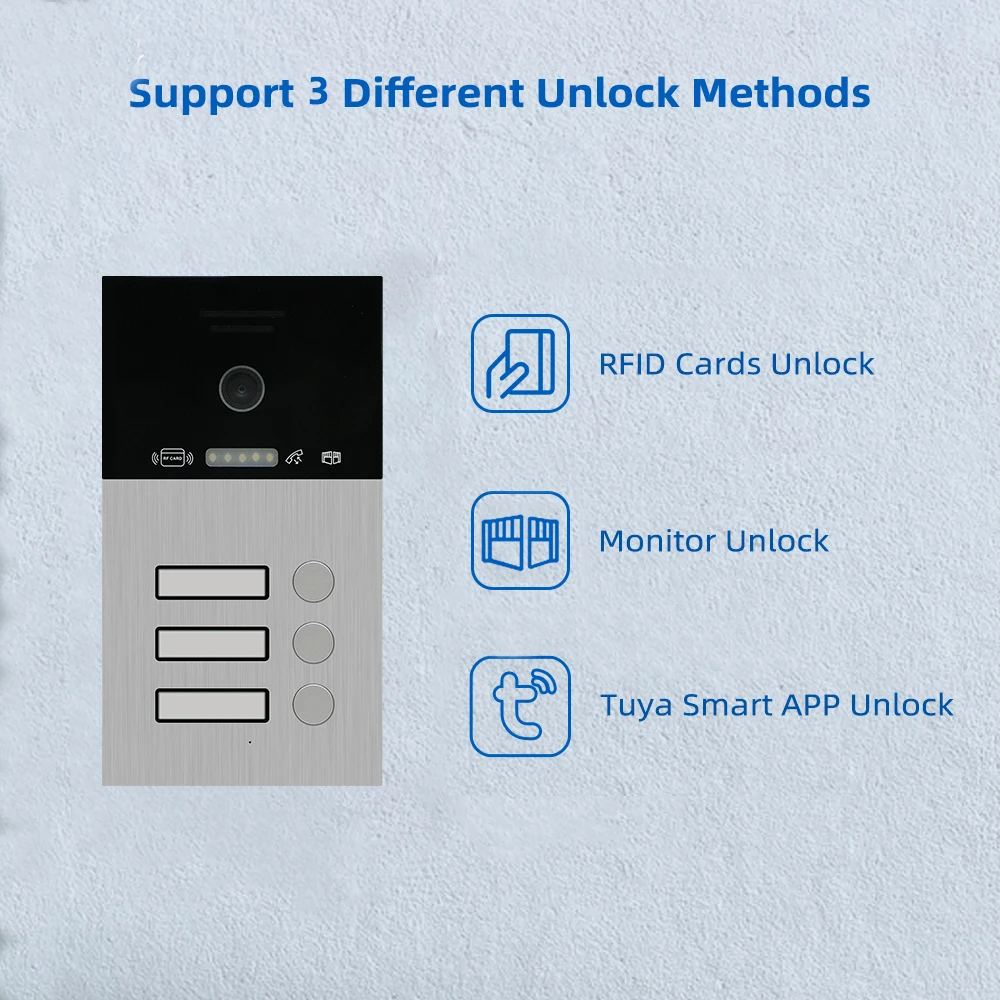Joytimer Tuya WIFI Video Door Phone for Apartments Video Intercom Support RFID Card Unlock Mobile Control for Multiple Household