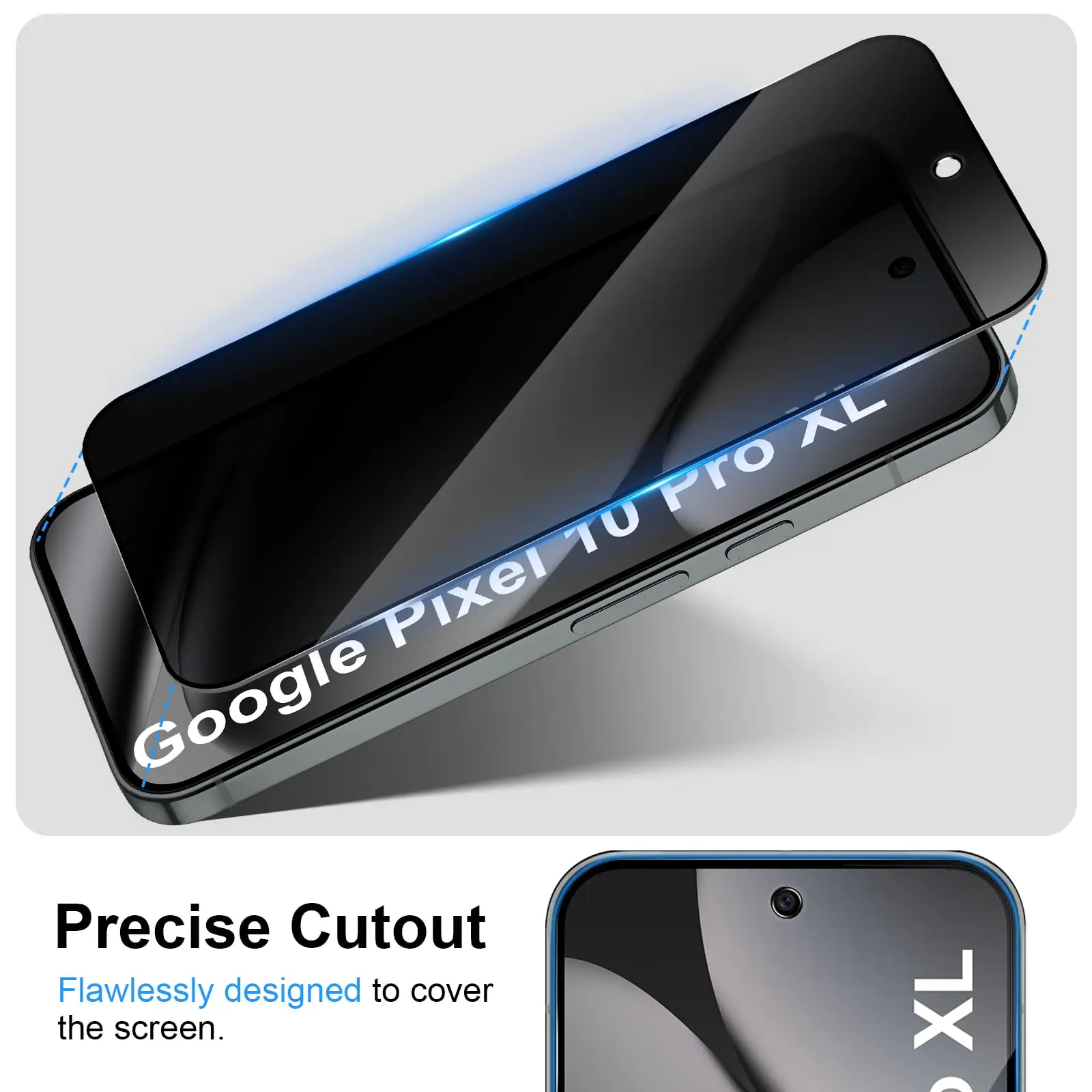 Anti-Spionage-Displayschutz für Google Pixel 10 Pro XL, Privatsphäre, 9 Stunden gehärtetes Glas, kratzfest, Peep-Hülle