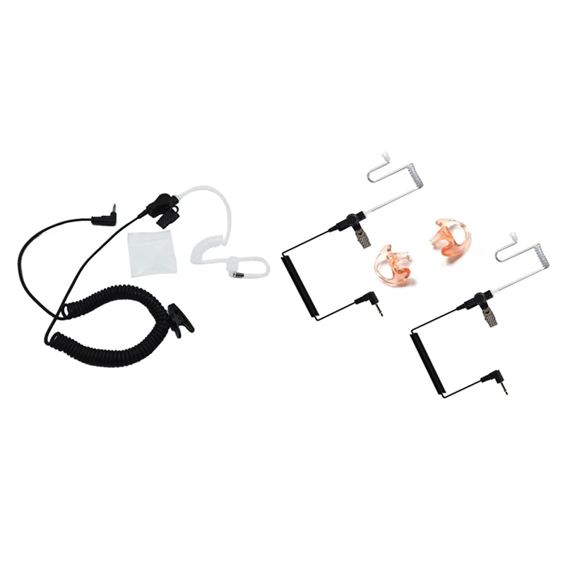 1 Pair Police Listen Only Acoustic Tube Earpiece & 1 Pcs RHF 617-1N 3.5Mm Receiver/Listen Only Surveillance Headset