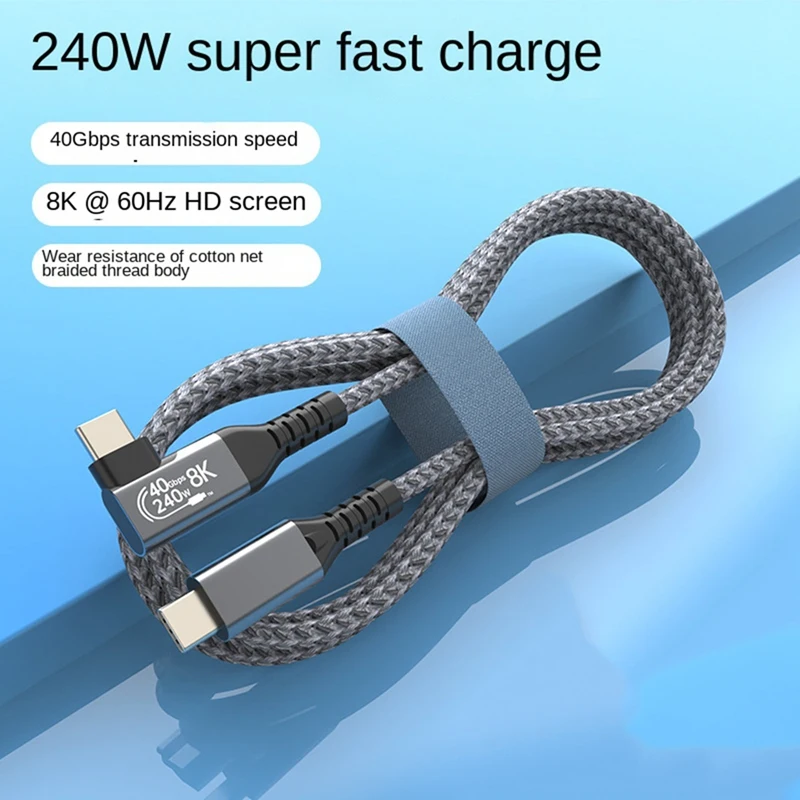 

USB 4 Cable 90° 40Gbps USB4 Type C Data Cable Fast Charging PD 240W, 8K Video Transfer